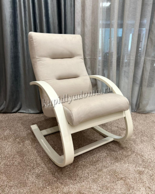 Кресло-качалка Неаполь Модель 13 (Слоновая кость/Ткань бежевый Velutto 04)