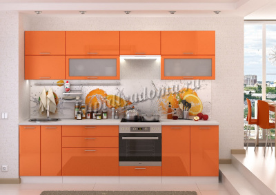 Шкаф верхний ШВС 600 Кухня Ксения (Оранжевый глянец)